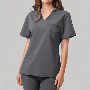 เสื้อสครับทางการแพทย์สีดำคอวี รุ่น Ametrine Surgical Class III แขนสั้น ชุดยูนิฟอร์มคลินิกทันตกรรม ชุดทำงานโรงพยาบาล - Product Image 1