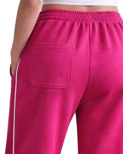 กางเกงวอร์มขายาวสีชมพูสดสำหรับผู้หญิง ขอบเอวยางยืด มีเชือกผูกเอว ทรงหลวม สวมใส่สบาย เหมาะสำหรับพักผ่อน - Product Image 4