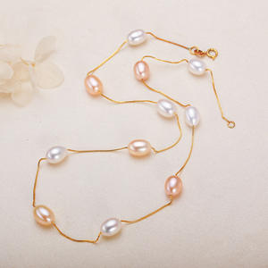 Collar de Perlas de Agua Dulce con Diseño de Nicho Chapado en Oro y Cobre de Lujo Ligero, Collar de Clavícula con Diseño de Estrella - Product Image 4