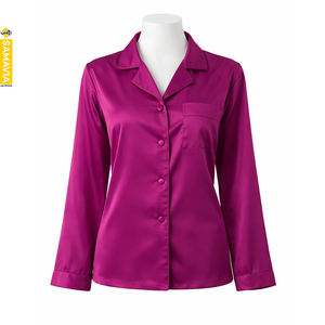 ชุดนอนผ้าซาตินพิมพ์ลายสำหรับผู้หญิง แบบขายส่ง OEM พร้อมปักโลโก้ตามสั่ง เนื้อผ้าคอตตอนนุ่ม 2 ชิ้น ชุดนอนฤดูใบไม้ผลิ ปักด้วยเครื่องจักร - Product Image 5