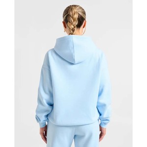 Youth Chenille Patch Stand Pullover Hoodie Loose Heavyweight Cotton Poly Blend Brushed Fleece Lined Solid Spring Sporty Digital - Product Image 5