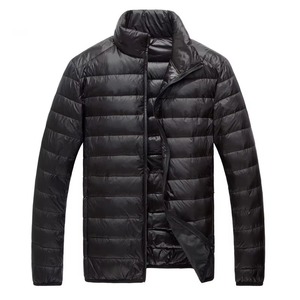 2025 Men's Brown Duck Feather Plain Dyed Casual Puffer <b>Jacket</b> Wholesale Stand Collar Winter Hooded Polyester Wadding Filled XS - Product Image 5