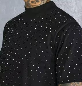 Chemise Homme 100% Coton à Manches Courtes Personnalisée avec Strass Coupe Classique Écologique Tendance Scintillante Légère GSM - Product Image 5