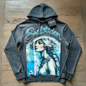 Sudadera con Capucha para Hombre, Talla Grande, Color Azul Claro, Felpa, Corte Casual, Largo Regular, 100% Algodón, Transpirable, Tejido de Punto - Product Image 5