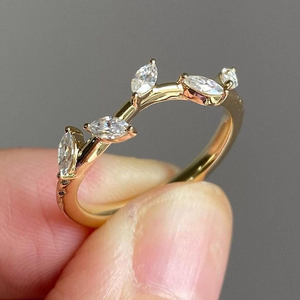 Marquise Cut White Five Stone Ring Prong Set Diamond Band Engagement Jewelry Anniversary Gift Ring for <b>Wife</b> - Product Image 6
