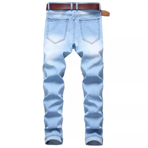 Pantalon en jean pour homme, coupe classique, tissu extensible en coton respirant, durable, décontracté, à porter tous les jours, pantalon de mode pour toutes les saisons - Product Image 4