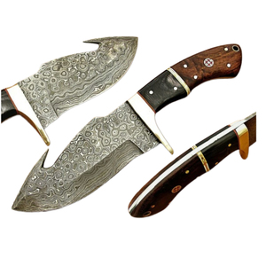 Nuevo Cuchillo de Caza y Desollado de Acero de Damasco de Hoja Fija de Grado Industrial, Fabricado por Edge Master, con Mango de Madera de Búfalo OEM - Product Image 1