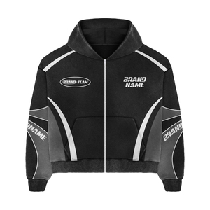 Ensemble de survêtement sportif personnalisé pour homme – Hoodie zippé et pantalon de jogging – Design à empiècements – Tenue de sport – OEM ODM Marque privée - Product Image 4