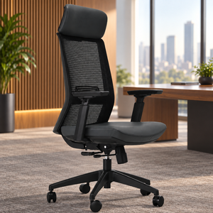 2024 Fast Selling KINSHA Modern Ergonomic Leather Steel Mesh <b>Swivel</b> Director <b>Chair</b> Adjustable Height Armrest <b>Office</b> Furniture - Product Image 1
