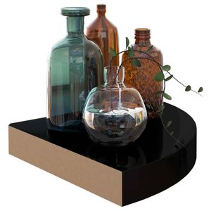 Ripiano ad angolo mobile in MDF nero lucido 9.8 "x 9.8" x 1.5 "elegante da parete e da esposizione - Product Image 6