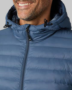 Veste matelassée à capuche pour homme, bleue, hiver, décontractée, coupe-vent, rembourrage en polyester, fermeture éclair, coupe régulière - Product Image 5