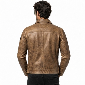 Men Leather <b>Jacket</b> Classic Leather Coat Soft Durable Material Comfortable Fit Stylish Outerwear For Casual Wear Travel Outdoor - Product Image 5