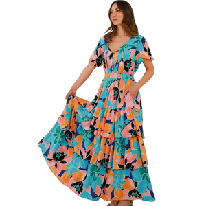 Vestido maxi bohemio para mujer, vestido festivo con estampado floral - Product Image 5