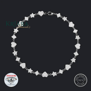 Pulsera de Moissanita con Corte Corazón, Plata de Ley 925, Engaste de Garras, Cadena Romántica para Hombre - Product Image 3