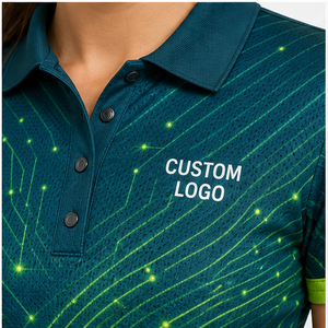 Polo de Manga Corta para Mujer con Logotipo Personalizado, Color Verde Lima, Diseño de Ondas, Secado Rápido, Sublimación, Ropa Deportiva de Golf - Product Image 5