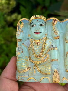 Estatua de Lakshmi Ganesha Tallada a Mano en Opalita |   Ídolo del Dios Hindú |   Decoración de Templo para el Hogar con Cristales |   Regalo Espiritual - Product Image 2