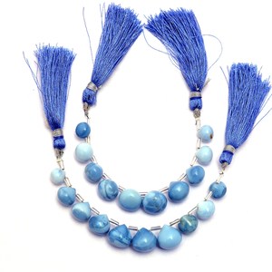 Cuentas de Ópalo AAA+ de 8mm-12mm, Cuentas Suaves en Forma de Cebolla, Ópalo Azul Natural, Piedras Preciosas Semipreciosas Sueltas para la Fabricación de Joyas - Product Image 1
