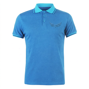 เสื้อโปโลผู้ชายสีน้ำเงิน ผ้าฝ้าย แขนสั้น ปักโลโก้ สวมใส่สบายๆ - Product Image 1