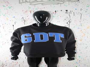 Sudadera GDT BLACK con cuello alto 100% azul con apliques bordados, sudadera de cuello ancho CLUSH SPORTS - Product Image 2