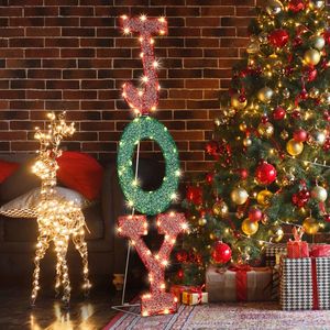 Panneau lumineux JOY 2D pré-éclairé avec 45 LED blancs chauds, décorations de Noël pour la cour, panneau de Noël illuminé sur piquet - Product Image 6