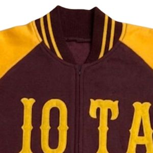 Chaqueta Varsity de Béisbol Iota de Forro Polar Marrón Dorado, Estilo Griego, para Fraternidad, Ajuste Premium y Elegante - Product Image 5