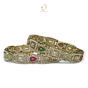 Royal Indian Wedding Zircon Stone Bangles Antique Gold Plated <b>Bracelet</b> Collection Factory Direct at Wholesale Price - Product Image 5