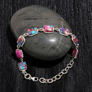 Top Quality Pink Spiny Oyster Turquoise Sterling <b>Silver</b> <b>Bracelet</b> Adjustable Fashion Unique Bohemian Jewelry Special Occasion - Product Image 2