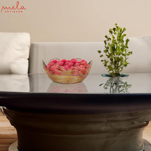 Elegant Modern Abstract Etched Gold Brass Wire Round Decorative <b>Bowl</b> Handcrafted <b>Metal</b> Serving Dish Holidays Ramadan Table - Product Image 2