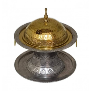 Handmade Arabic Style Brass Date Bowl With Gold And Silver Khajoor <b>Pot</b> For Ramadan Decor And Wedding Luxury Serving Use - Product Image 6