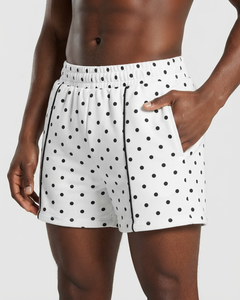 Shorts Bermuda Homme Imprimé à Pois Personnalisé avec Ligne Contrastante, en Coton Molletonné Respirant de Haute Qualité, Coupe Ample, avec Poche Latérale - Product Image 1