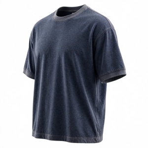 T-shirt pour homme en coton 100% bleu royal 240GSM à manches courtes, col rond, coupe classique, couleur unie, logo sur le devant - Product Image 5
