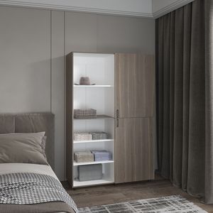 Armadio Eco High a Una Porta, Compatto, Bianco Mogano, per Camera da Letto, con Asta Appendiabiti e Ripiani Interni - Product Image 2
