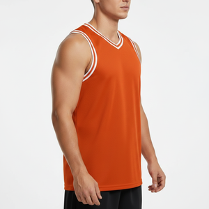 Camiseta de baloncesto sin mangas para hombre con aberturas anchas en los brazos, de malla transpirable, máxima movilidad, top deportivo, venta al por mayor - Product Image 3