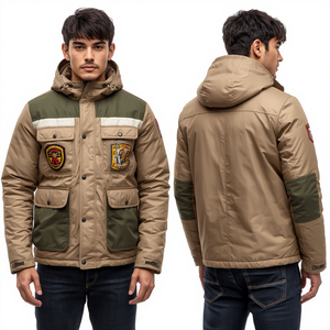 Premium <b>Men's</b> <b>Utility</b> Style Puffer <b>Jacket</b> Featuring Heavy Tube Quilting with Embroidered Outdoor Inspired Fashion Design - Product Image 4