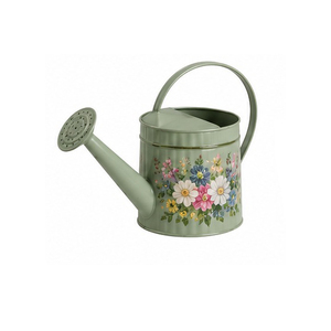 บัวรดน้ำโลหะสีชมพูพร้อมลายดอกไม้ ด้ามจับไม้ อุปกรณ์ทำสวน ทนทาน - Product Image 4