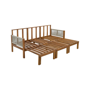 Sofá Cama de Lujo de Teca para Exteriores, Convertible, para Patio, con Trenzado de Cuerda, Muebles de Jardín Modernos, Set de Tumbonas para Piscina - Product Image 3