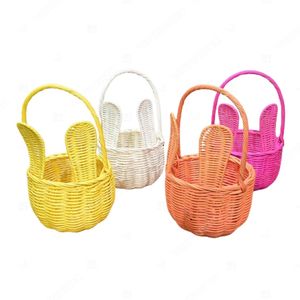 Panier de rangement vintage BUNNY TOTE géométrique pour Pâques, en jonc de mer et rotin, écologique, pour la décoration intérieure et l'utilisation quotidienne en pique-nique - Product Image 3