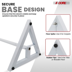 5 Core <b>Speaker</b> <b>Stand</b> 2Pc Heavy Duty Adjustable Telescoping Height 59.5" Triangle Base 100Lb Capacity - Product Image 5