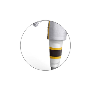 Maillot de hockey sur glace personnalisé pour homme, uniforme imprimé par sublimation, col en V, manches longues, blanc, jaune, noir, maille 100% polyester - Product Image 4