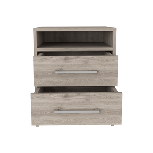 Comodino Leyva Grigio Chiaro con Piano Superiore di Qualità Superiore e Due Cassetti Disponibile presso Depot E Shop - Product Image 3