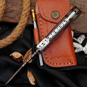 Best Selling Copper Damascus Multifunctional Outdoor Survival Pocket Folding Knife Back <b>Lock</b> Rosewood Honeycomb Steel Bolster - Product Image 5