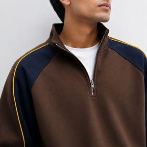 Mens Quarter Zip Pullover Sweatshirt Premium Fleece <b>Mock</b> <b>Neck</b> Casual Half Zip Jumper Custom Heavyweight Streetwear <b>Top</b> - Product Image 6