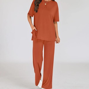 Conjunto de Dos Piezas de Verano para Mujer, Talla Grande, 100% Algodón, Pantalones y Top Casual de Pana Plisada, Transpirable, de Secado Rápido, Color Sólido, Personalizado en la Parte Delantera - Product Image 5