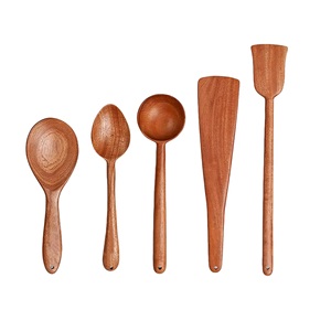 Ensemble d'ustensiles de cuisine en bois d'acacia, 5 pièces, cuillères de cuisine en bois, spatule, louche, spatule à retourner, cuillère de service, résistant à la chaleur - Product Image 1