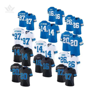 Williams #9 Blue American Football Jersey Men's V-Neck Breathable <b>Mesh</b> <b>Short</b> Sleeve Regular Fit Team Numbers Print - Product Image 3