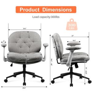Sedia da Ufficio con Gambe Incrociabili, Braccioli Ribaltabili e Ruote, Comoda Sedia Girevole con Seduta Larga per Donne - Product Image 2