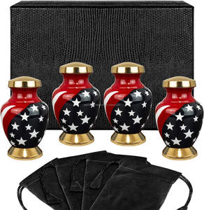 Juego de 4 Mini urnas de estilo americano, urna de recuerdo de cremación para cenizas, diseño de bandera americana, suministros funerarios - Product Image 1