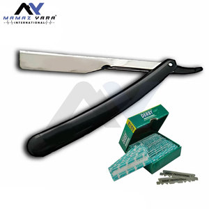 มีดโกนหนวดแบบตรง Shavette Barber สำหรับมืออาชีพ สีดำ พับได้ สำหรับช่างตัดผม ผู้ชาย ใช้สำหรับโกนหนวด ทำจากสแตนเลส - Product Image 3