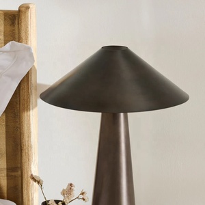 Obsidian Cone Metal Table <b>Lamp</b> with Wide Geometric Shade Premium Iron Construction Warm Ambient Lighting for Luxury Homes - Product Image 3