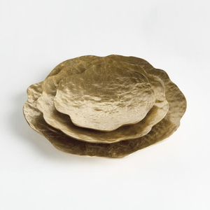 Juego de bandejas redondas de metal dorado de lujo, bandejas onduladas para servir comida, bandejas de almacenamiento para decoración de mesa de comedor y sala de estar - Product Image 1